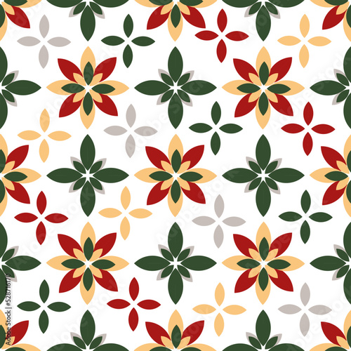 Seamless Christmas pattern with poinsettia flowers.Perfect for printing on paper and fabric.