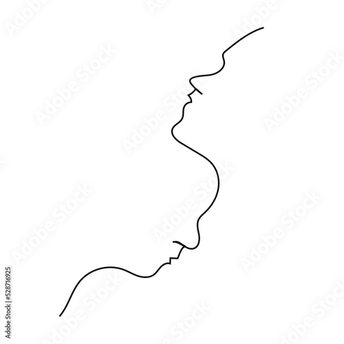 Love couple line vector illustration typography simple person icon logo 2 faces