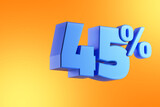 45 percent 3d rendered illustration isolated percentage