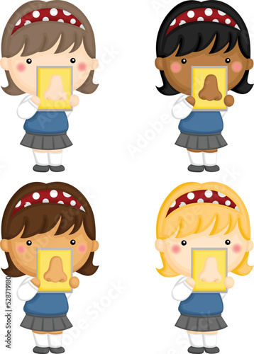 a vector of the five senses, focusing on smelling