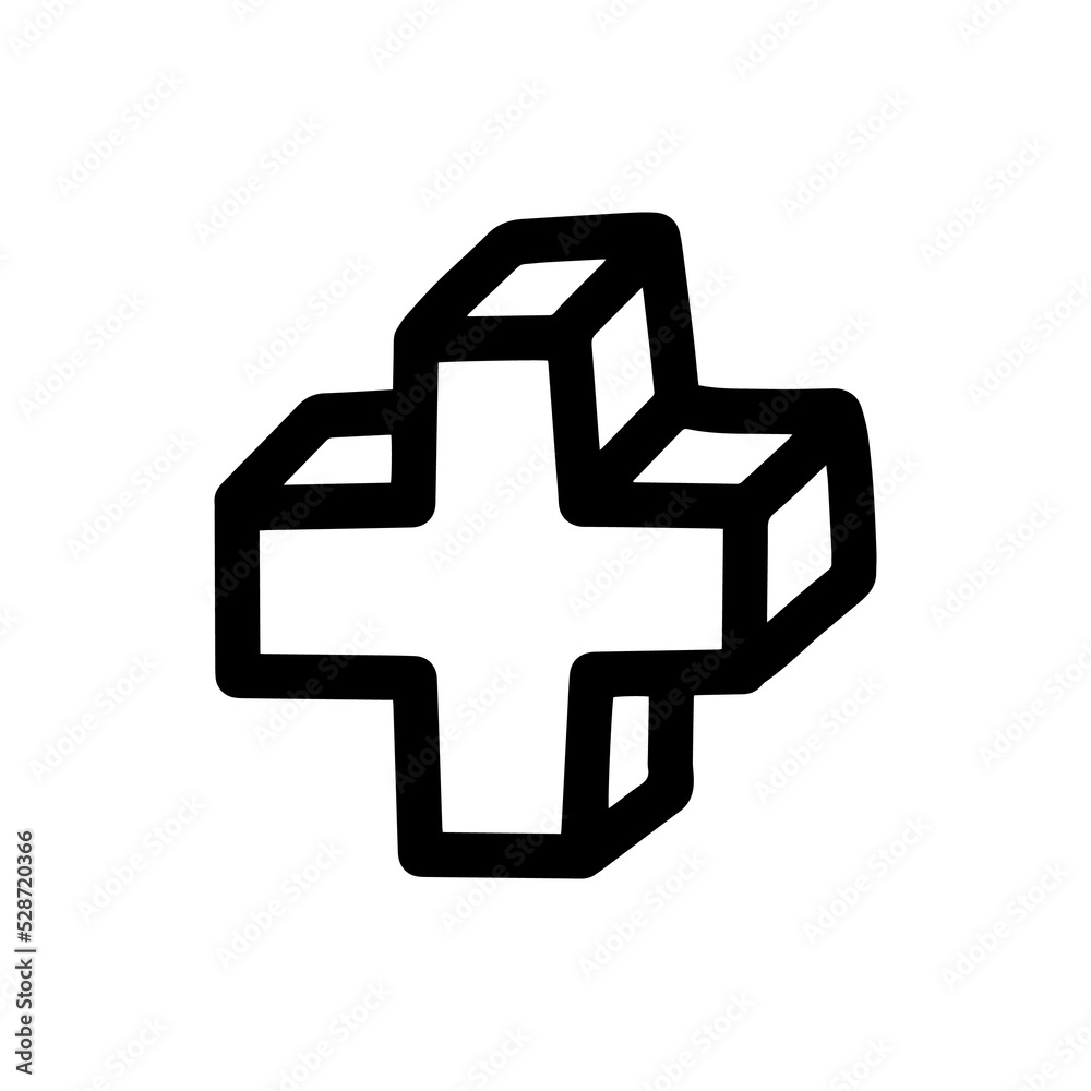 plus 3D line art object with perspective for trendy memphis design element plus 3D line art object with perspective for trendy memphis design element