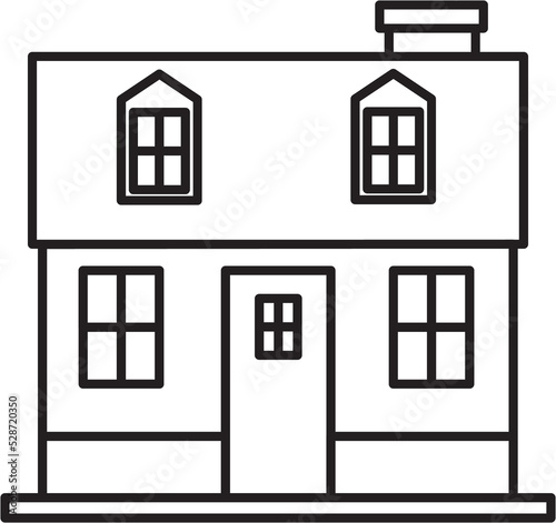 outline drawing house front elevation view.