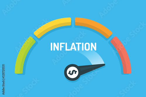 Economic inflation concept with barometer vector flat illustration photo