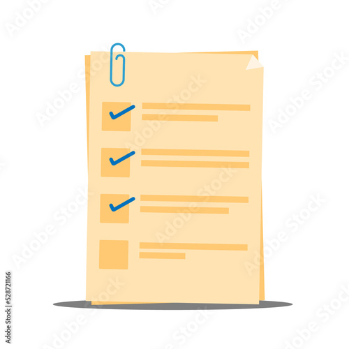 vector illustration checklist flat icon, checkbox form on paper, information check report