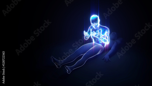 3d illustration of the stage of inner awakening of a person photo