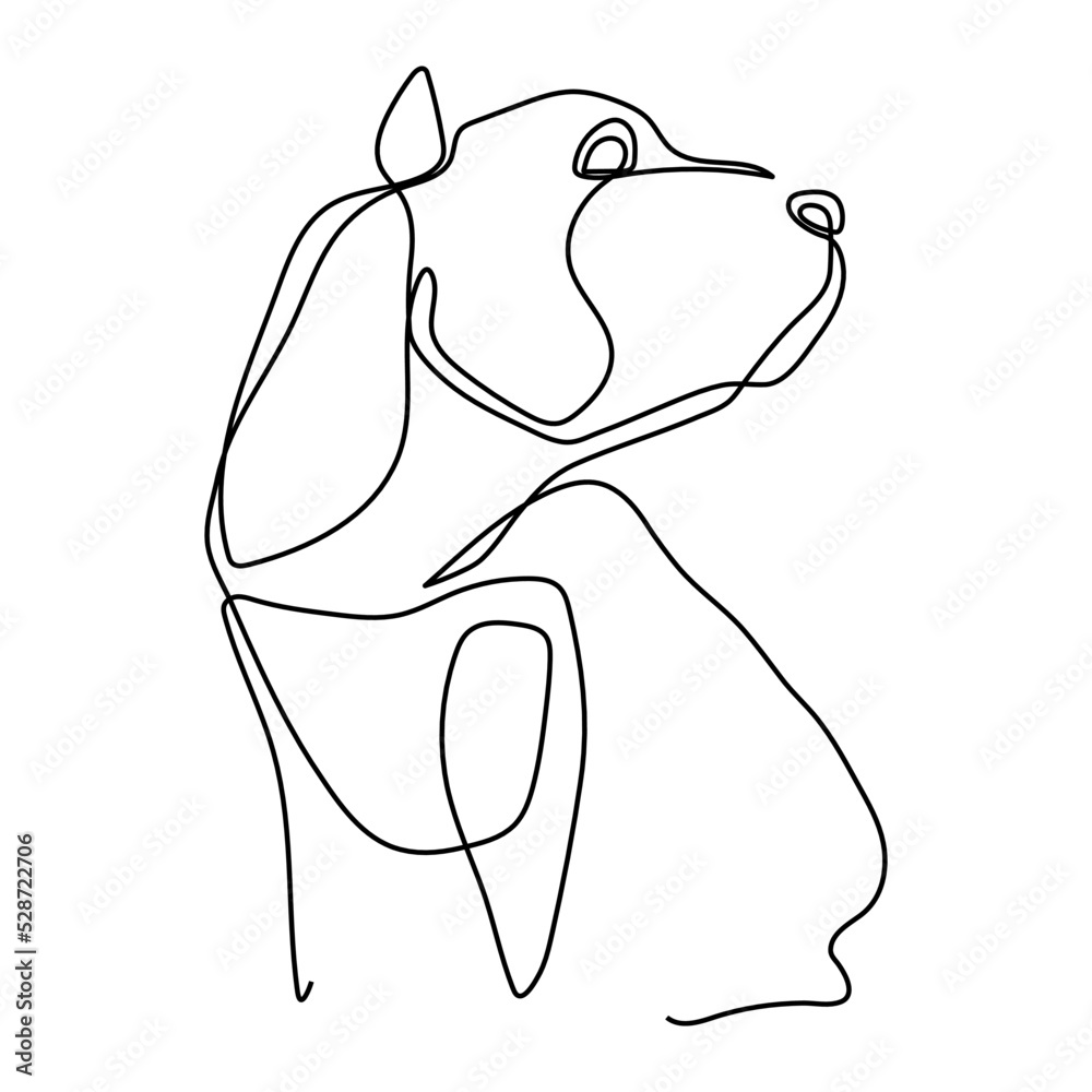 Single one line drawing of cute beagle dog for company logo identity. Purebred dog mascot concept for pedigree friendly pet icon. Modern continuous one line draw design vector graphic illustration Single one line drawing of cute beagle dog for company logo identity. Purebred dog mascot concept for pedigree friendly pet icon. Modern continuous one line draw design vector graphic illustration