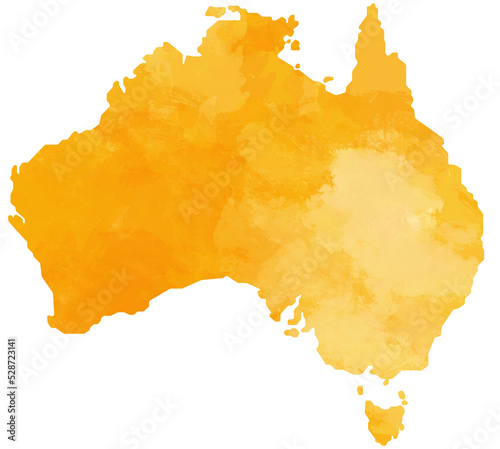 Fényképezés Australia map water color illustration styles isolated on transparent background