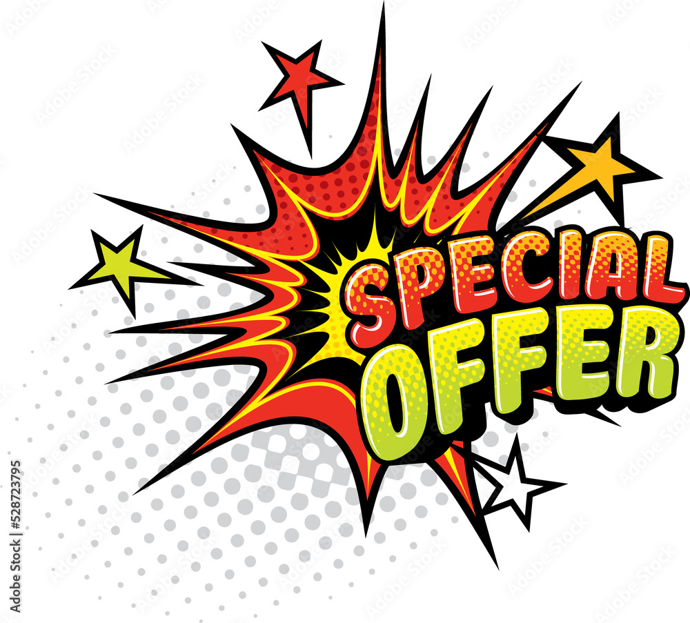 Fototapeta premium Pop art special offer retro comic bubble isolated