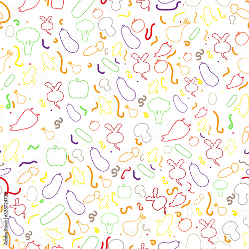 Colorful vegetable seamless pattern on white background