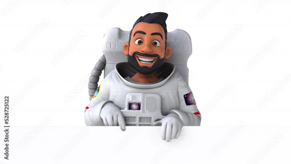 Fun 3D cartoon animation of an asian astronaut Fun 3D cartoon animation of an asian astronaut