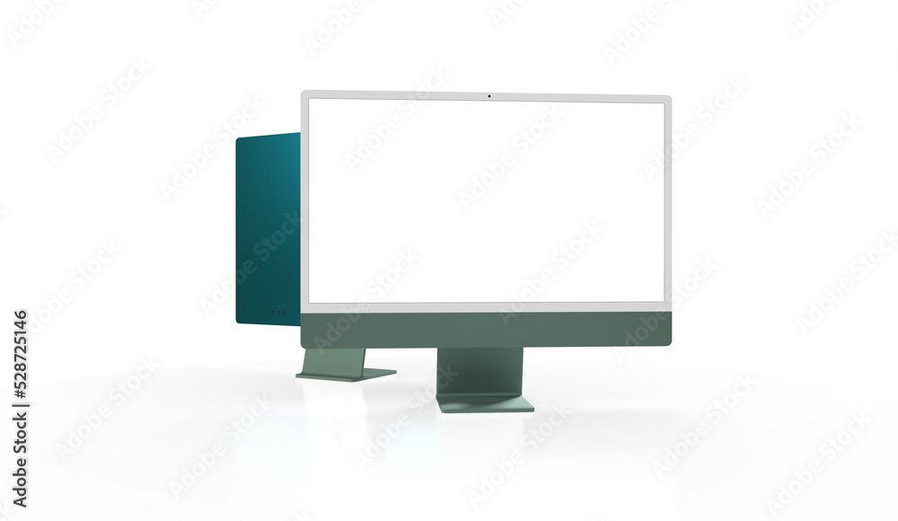 Workspace blank screen desktop computer, Mockup computer Workspace blank screen desktop computer, Mockup computer