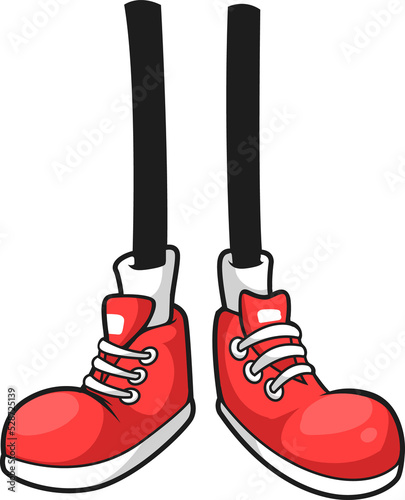 Human legs comic limbs in cartoon red sport shoes © Vector Tradition