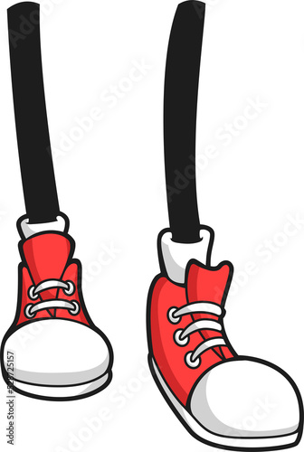 Human legs comic limbs in red shoes front view © Vector Tradition