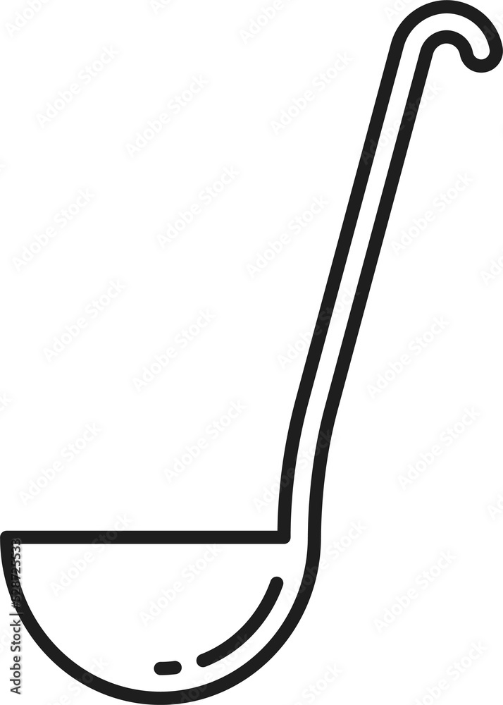 Kitchenware, thin line metal ladle, big spoon icon Kitchenware, thin line metal ladle, big spoon icon