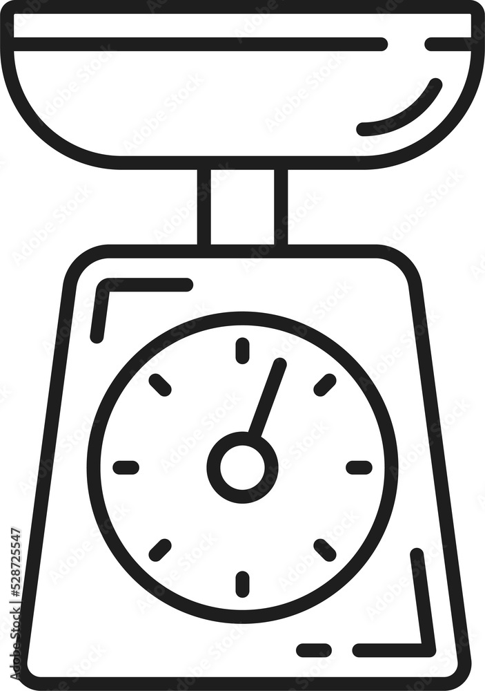 Kitchen scales food measuring device isolated icon