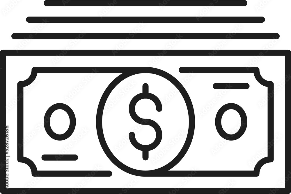 Stack of dollar bills isolated thin line banknotes Stack of dollar bills isolated thin line banknotes