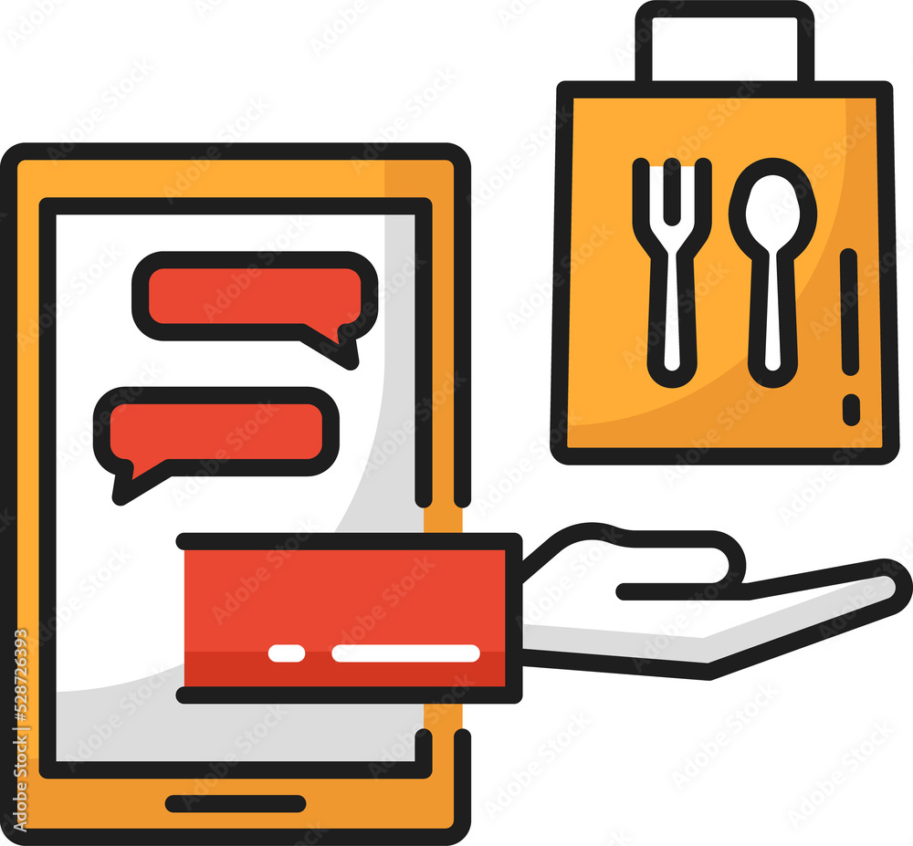 Express lunch delivery icon, bag with hot dinner Express lunch delivery icon, bag with hot dinner