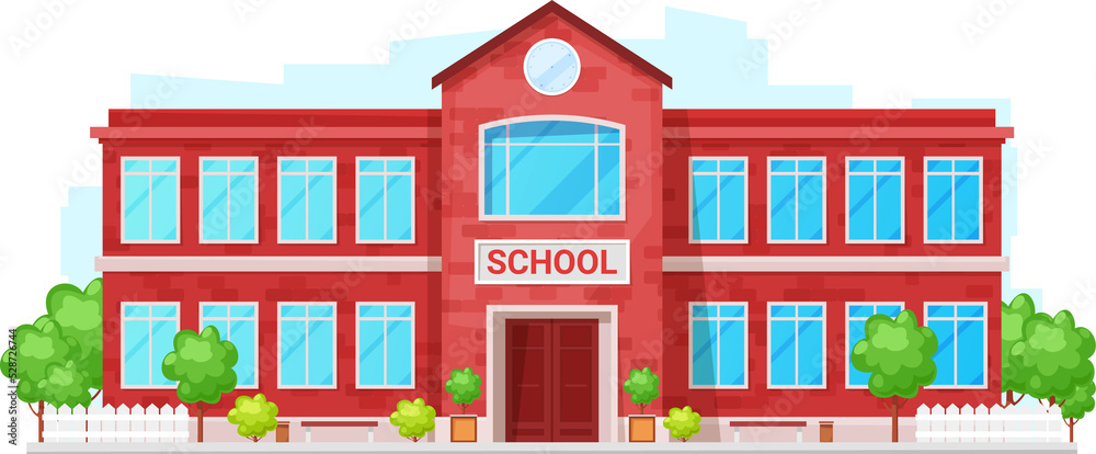 School building vector icon, architecture exterior