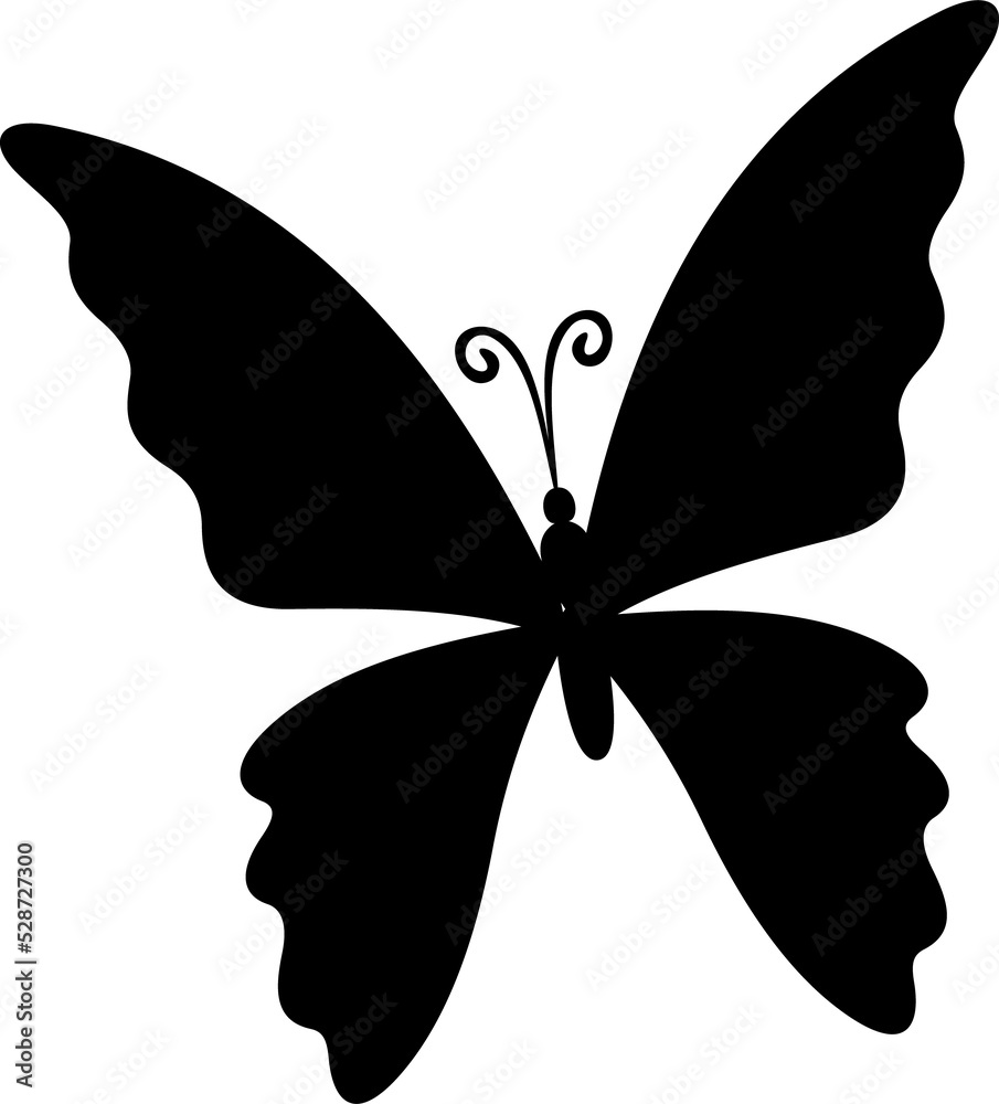 Black butterfly isolated flying insect silhouette Black butterfly isolated flying insect silhouette