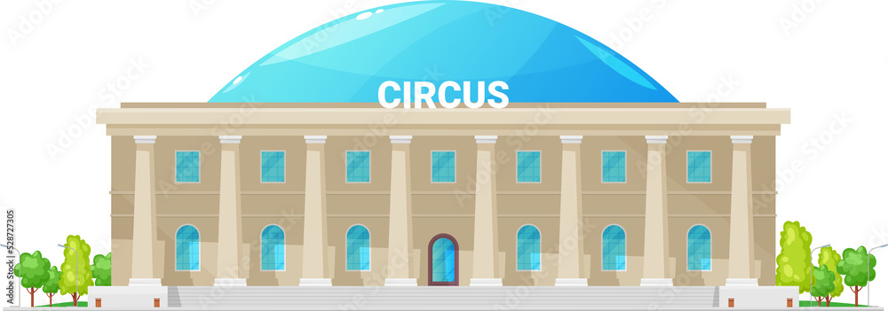 Retro circus building with columns isolated icon