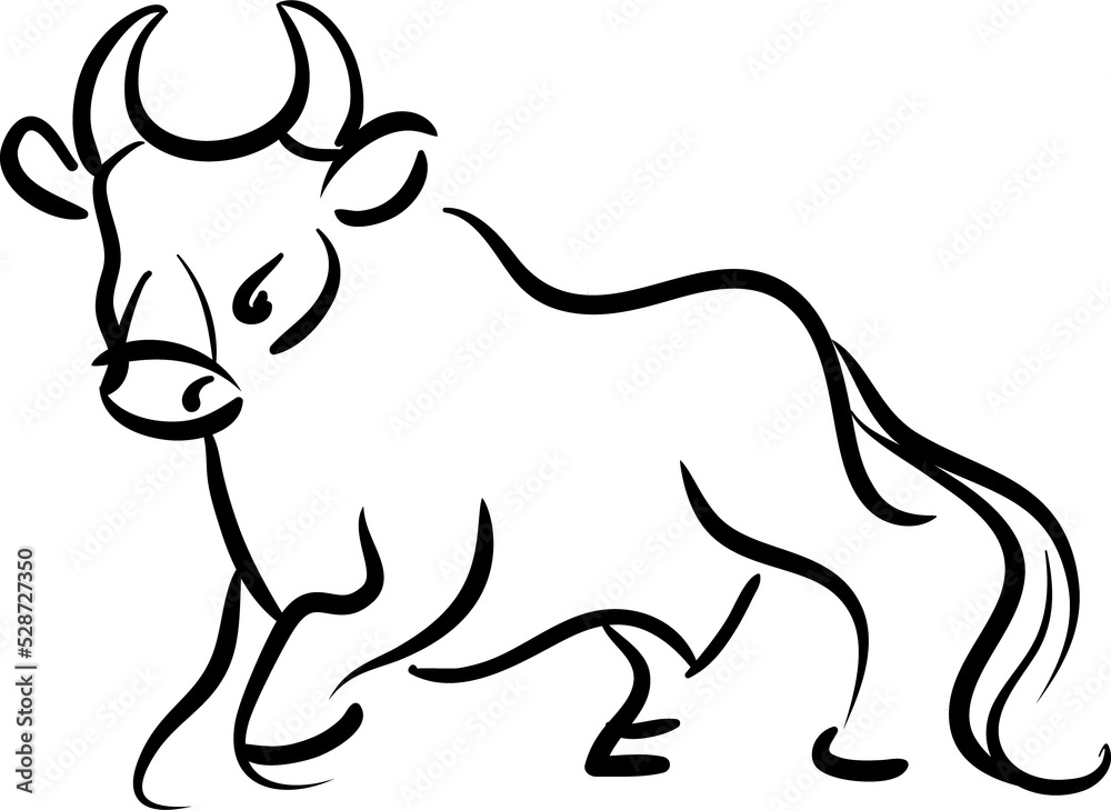 Bull or Ox New Year symbol isolated calligraphy