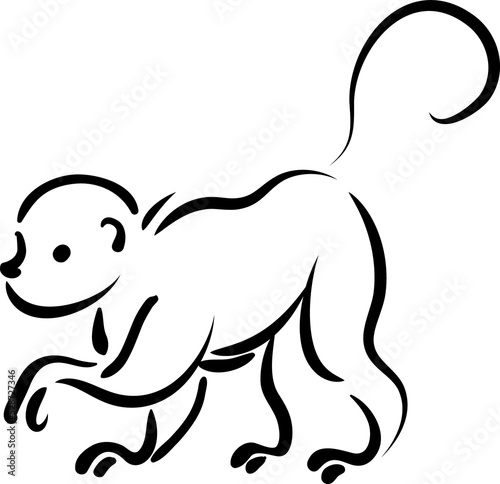 Chinese horoscope sign linear monkey zodiac symbol