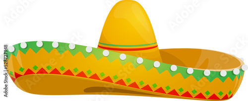 Mexican sombrero hat, straw headdress vector icon photo