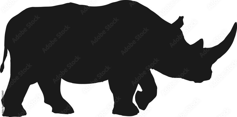 Rhinoceros black silhouette, rhino vector icon Rhinoceros black silhouette, rhino vector icon