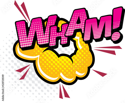 Wham comics pop art half tone cartoon bubble icon