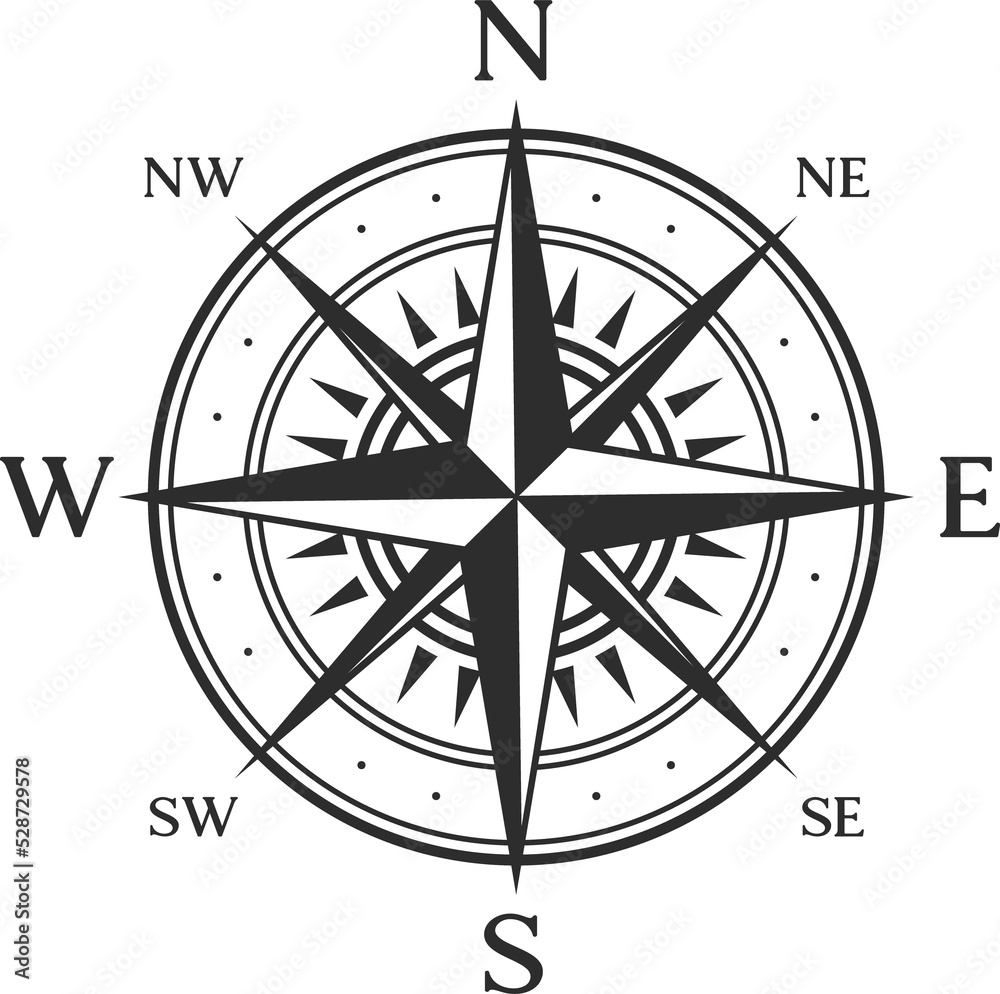 Geography and topography object retro windrose