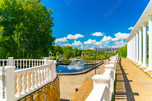 Colonnades in the city park. The Far Eastern region of Russia  the city of Khabarovsk. 