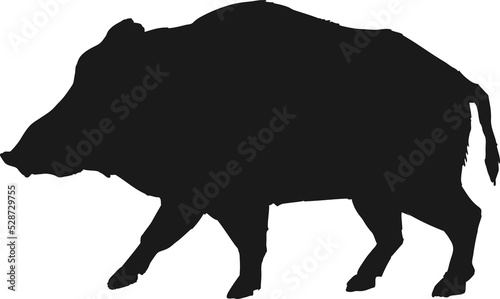 Print op canvas Hog wild boar animal isolated silhouette side view