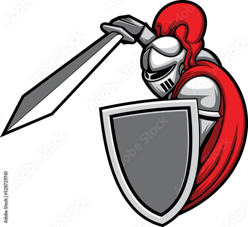 Wallpaper Mural Medieval armour isolated Templar knight, shield