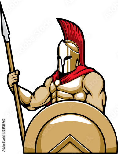 Spartan, Roman or Trojan soldier in armour helmet