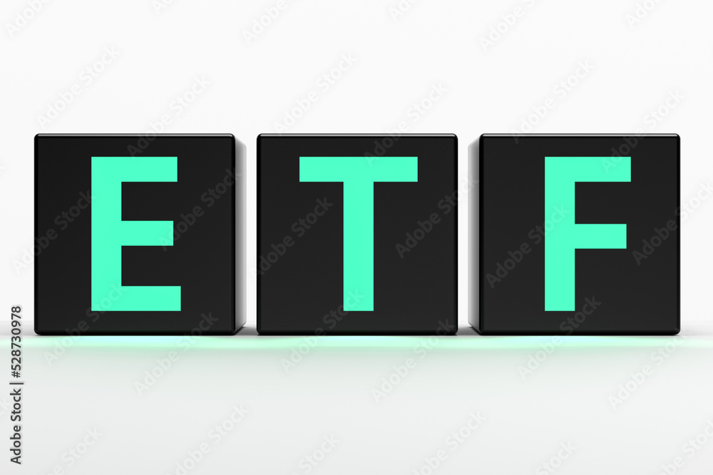 ETP word concept on cubes on white background. ETF index fund.3D render. ETP word concept on cubes on white background. ETF index fund.3D render.