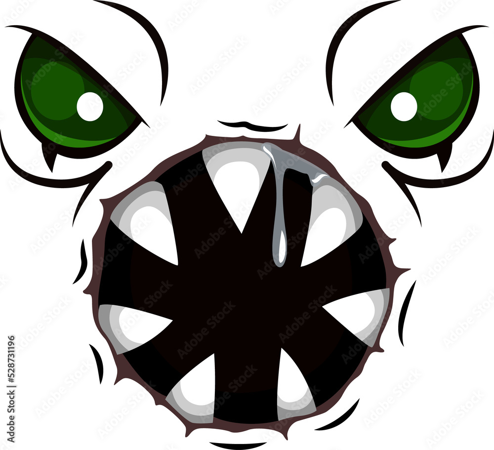Monster face cartoon vector icon, creepy creature Monster face cartoon vector icon, creepy creature