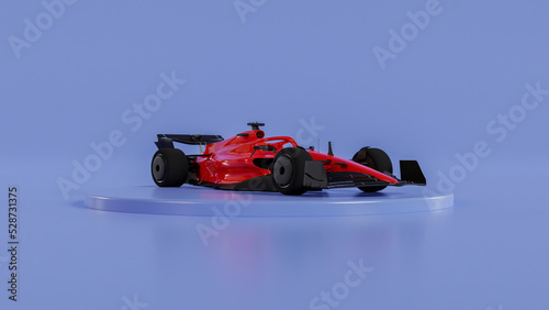 Red Fast Race Car on Podium 3d Illustration
