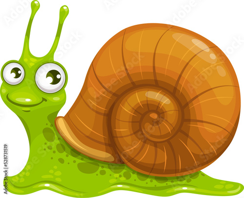 Cartoon snail vector icon, funny cochlea insect