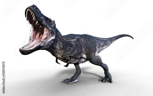 3d Illustration of Dangerous Tyrannosaurus Rex Acts and Poses Isolated on Black Background with Clipping Path
