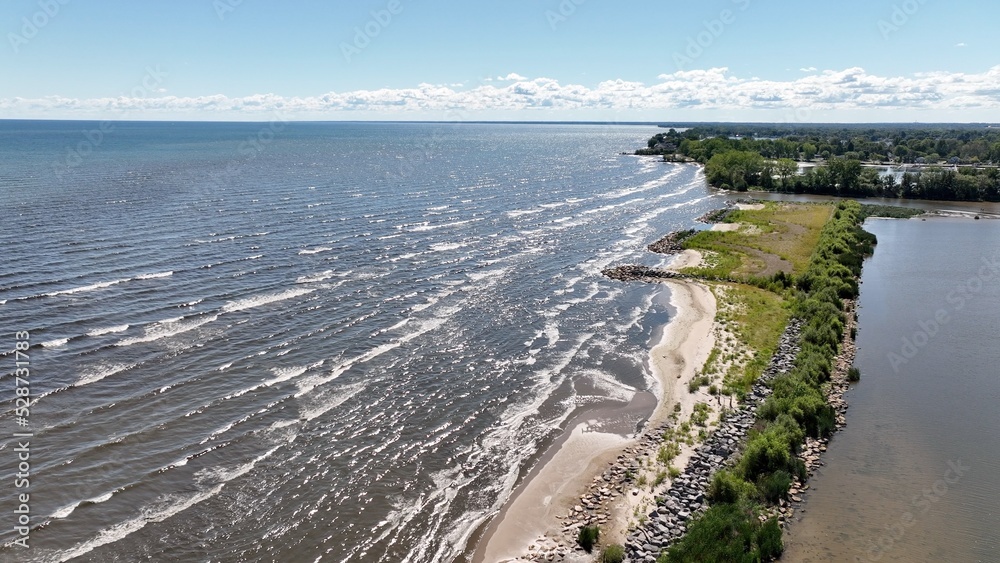 Waves on Lake Ontario at Braddock Bay Wildlife preserve in Up State New York