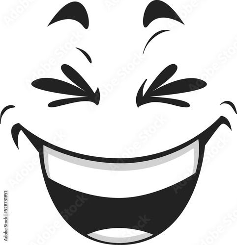 Happy smiling emoji giggling emoticon in good mood photo