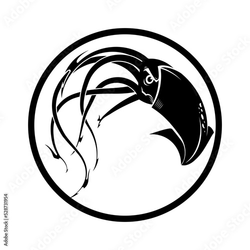 Abstract Squid monster mascot logo.