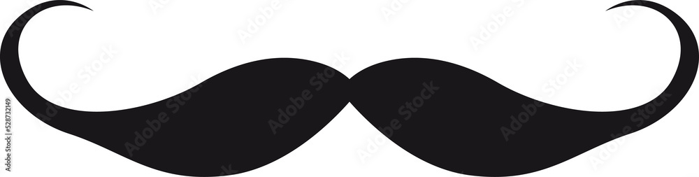 Black curly mustache isolated retro facial hair