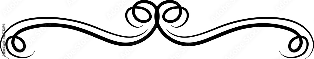Text separator line with curly wave swirl isolated Text separator line with curly wave swirl isolated