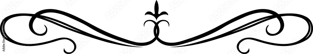 Flourish with retro curls and fleur de lis flower Flourish with retro curls and fleur de lis flower