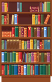 Bookcase vector icon, shelf with books in library