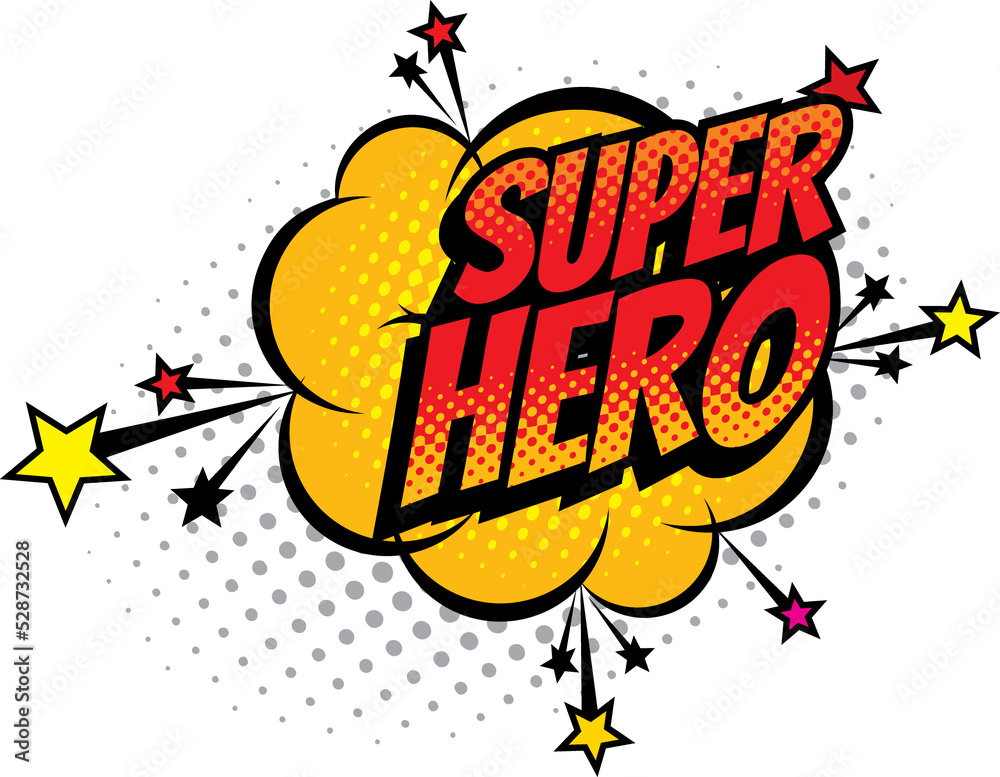 Fototapeta premium Super hero comics half tone cloud vector icon