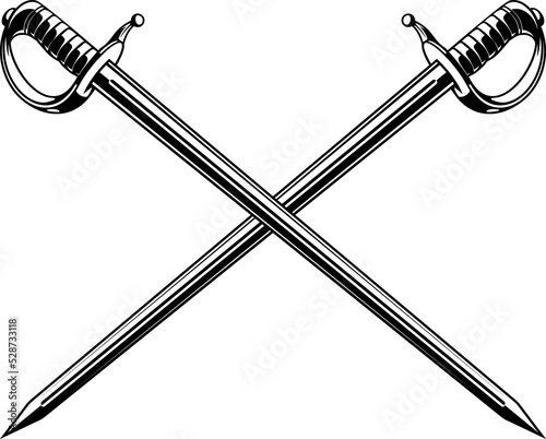 Canvas Print Crossed pirate sabers, swords, epees vector icon