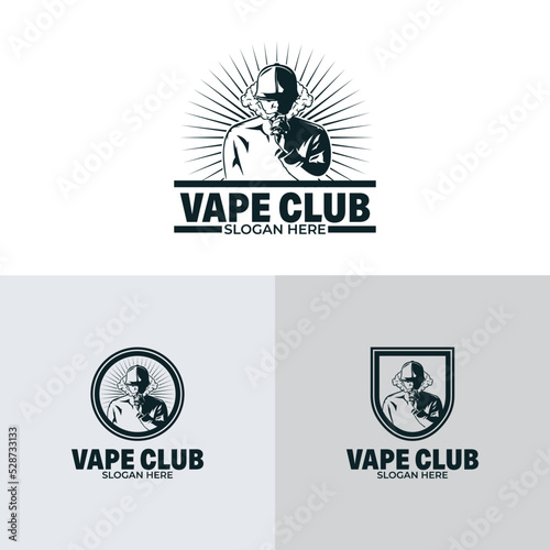 A man with electronic smoke logo design inspiration