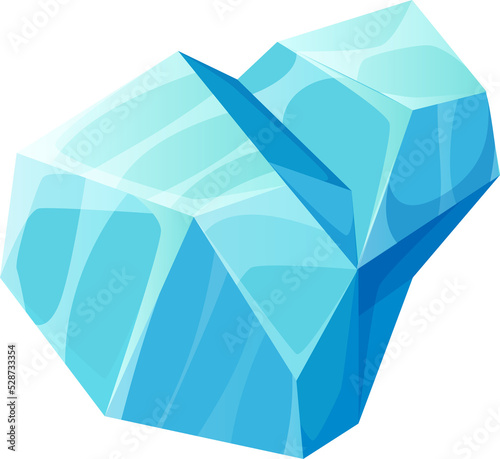 Blue stone isolated frozen cartoon glacial crystal